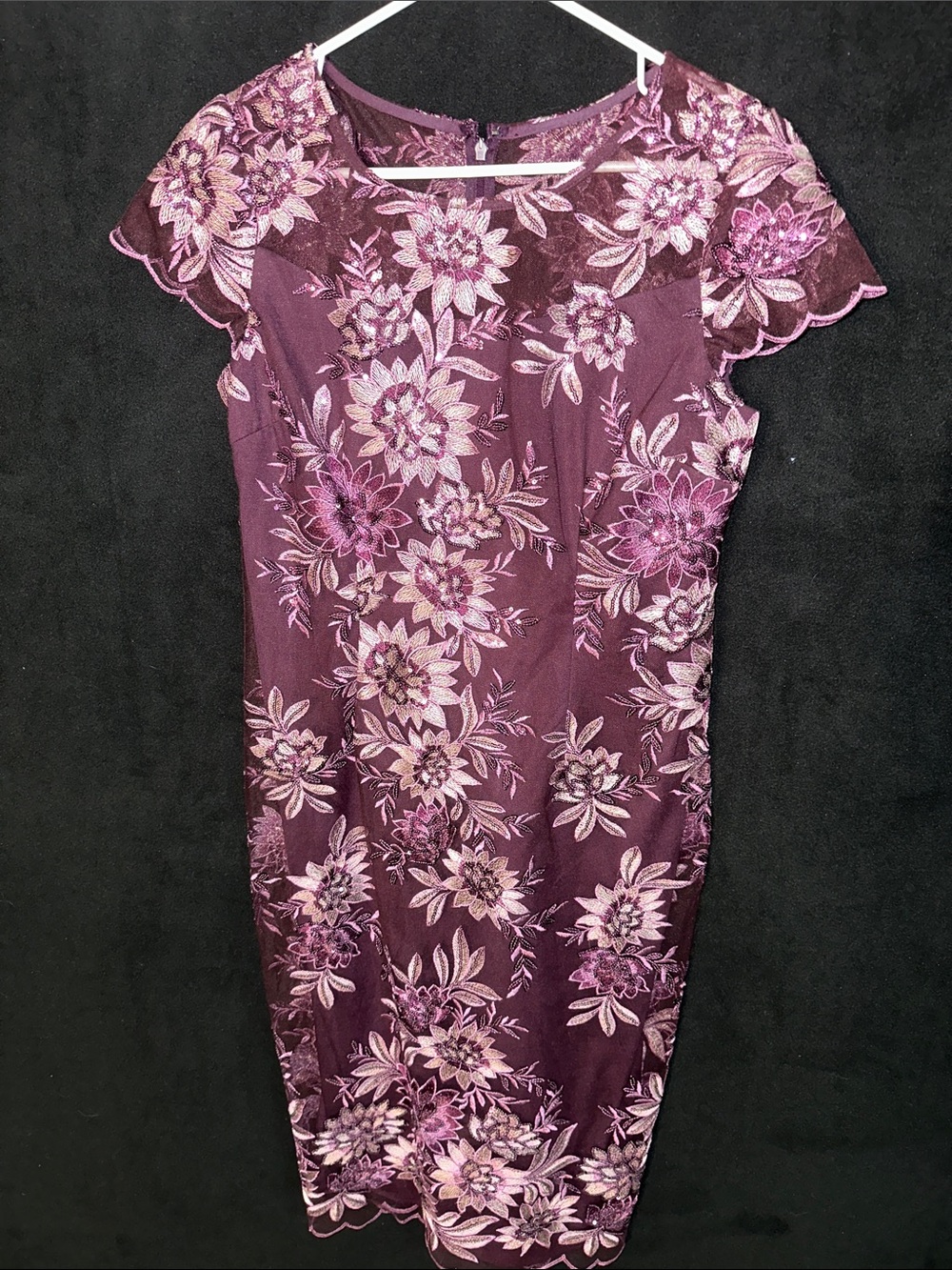 Alex Evenings Plum Floral Lace Midi Dress